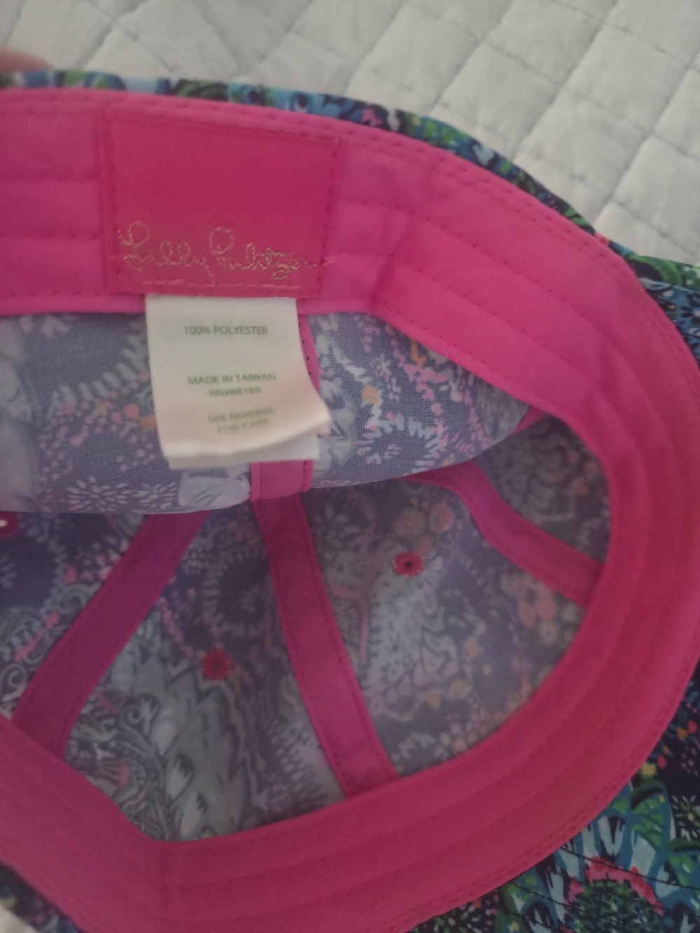 Lilly Pulitzer Run Around Hat Pink-Trim Paisley Floral - Picture 4 of 4
